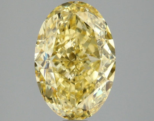 Lab-Grown Oval Diamond - 3.07 Carats, Fancy Vivid Yellow Color, VVS2 Clarity - Certified by IGI - Report Number: LG677503191
