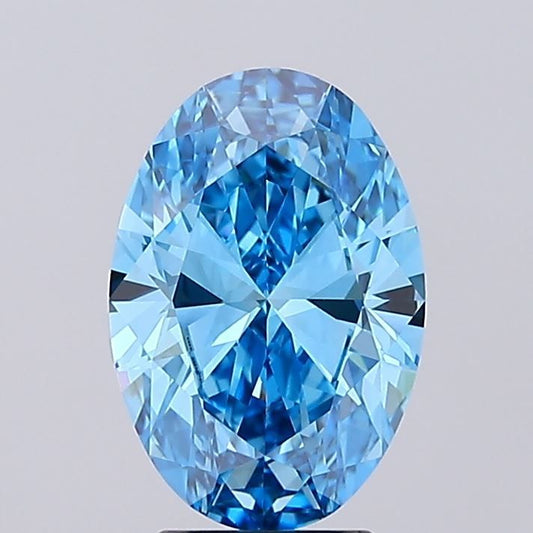 Lab-Grown Oval Diamond - 3.01 Carats, Fancy Vivid Blue Color, VS1 Clarity - Certified by IGI - Report Number: LG670483563