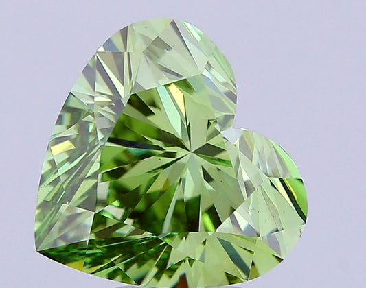 Lab-Grown Heart Diamond - 5.03 Carats, Fancy Vivid Green Color, VS1 Clarity - Certified by IGI - Report Number: LG656415494