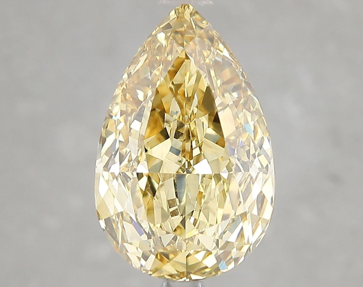 Lab-Grown Pear Diamond - 4.52 Carats, Fancy Intense Yellow Color, VS2 Clarity - Certified by IGI - Report Number: LG662484512