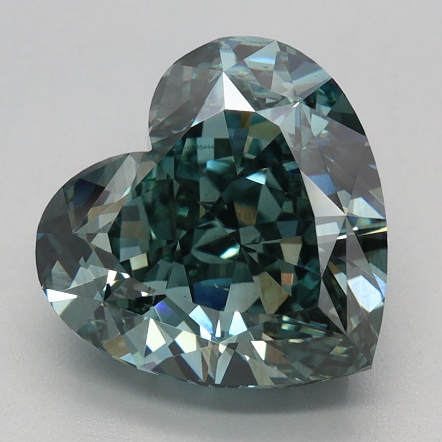 Lab-Grown Heart Diamond - 3.03 Carats, Fancy Vivid Green Color, VVS2 Clarity - Certified by IGI - Report Number: LG655444973