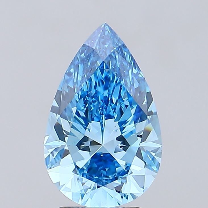 Lab-Grown Pear Diamond - 3.02 Carats, Fancy Vivid Blue Color, VS1 Clarity - Certified by IGI - Report Number: LG685586057