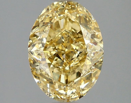Lab-Grown Oval Diamond - 2.05 Carats, Fancy Vivid Yellow Color, VVS2 Clarity - Certified by IGI - Report Number: LG666411166