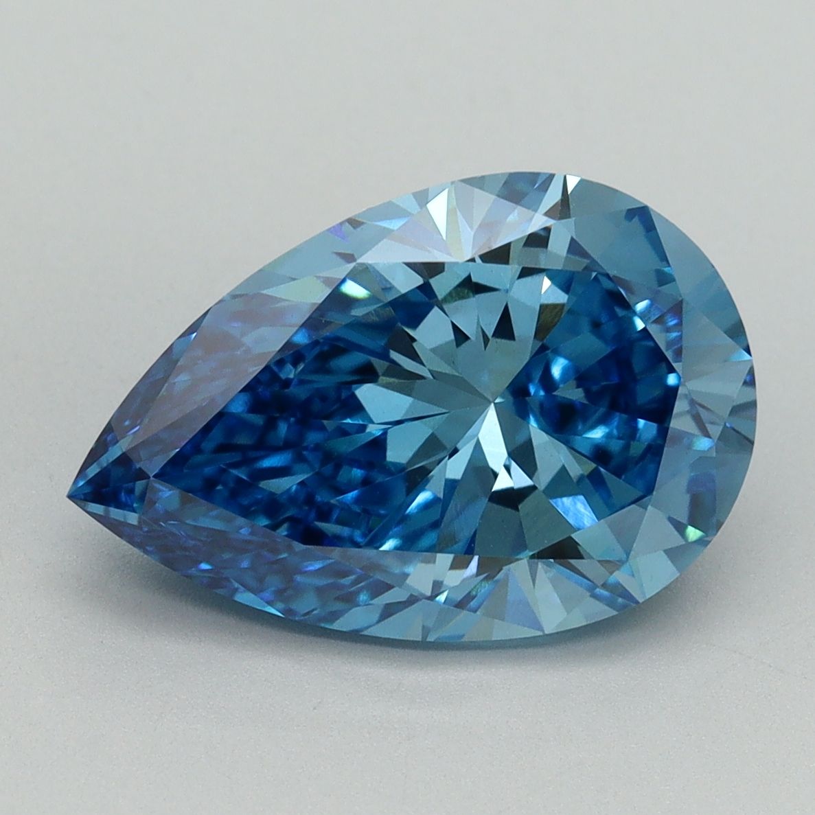 Lab-Grown Pear Diamond - 4.07 Carats, Fancy Vivid Blue Color, VVS2 Clarity - Certified by IGI - Report Number: LG644438636