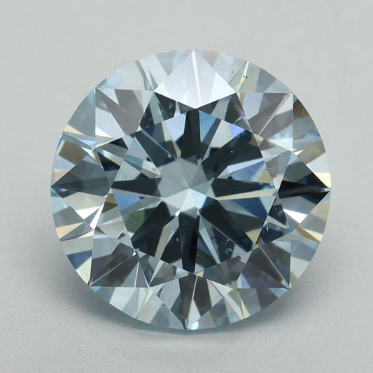 Lab-Grown Round Diamond - 5.02 Carats, Fancy Intense Blue Color, VS2 Clarity - Certified by IGI - Report Number: LG636401490