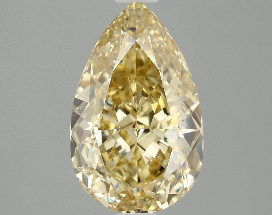 Lab-Grown Pear Diamond - 2.07 Carats, Fancy Intense Yellow Color, VVS2 Clarity - Certified by IGI - Report Number: LG666416185