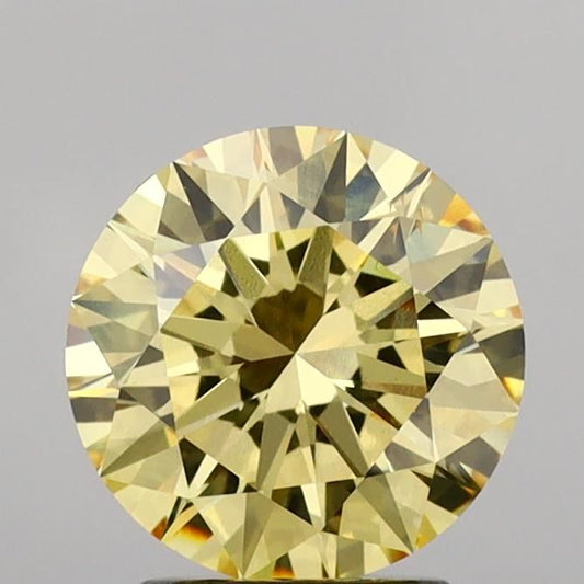 Lab-Grown Round Diamond - 3.01 Carats, Fancy Intense Yellow Color, VS2 Clarity - Certified by IGI - Report Number: LG680560318