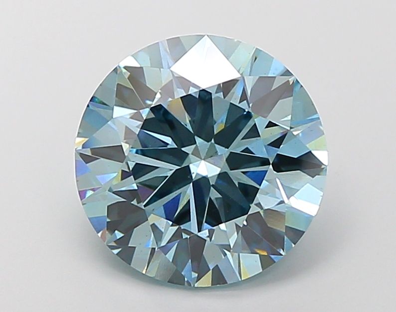 Lab-Grown Round Diamond - 6.01 Carats, Fancy Vivid Blue Color, VS2 Clarity - Certified by IGI - Report Number: LG681571688