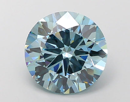 Lab-Grown Round Diamond - 6.01 Carats, Fancy Vivid Blue Color, VS2 Clarity - Certified by IGI - Report Number: LG681571688
