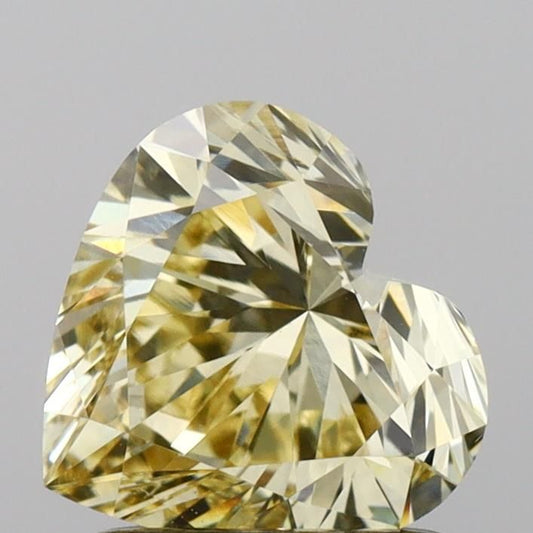 Lab-Grown Heart Diamond - 1.2 Carats, Fancy Yellow Color, VVS2 Clarity - Certified by IGI - Report Number: LG680508881