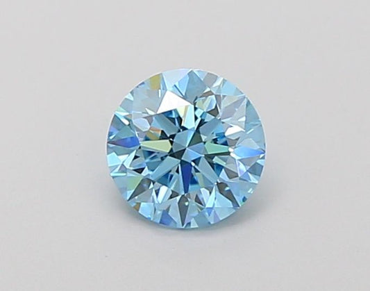 Lab-Grown Round Diamond - 0.66 Carats, Fancy Vivid Blue Color, VVS2 Clarity - Certified by IGI - Report Number: LG666403448