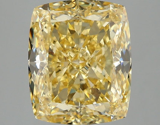 Lab-Grown Cushion Diamond - 4.1 Carats, Fancy Vivid Yellow Color, VS1 Clarity - Certified by IGI - Report Number: LG675526684