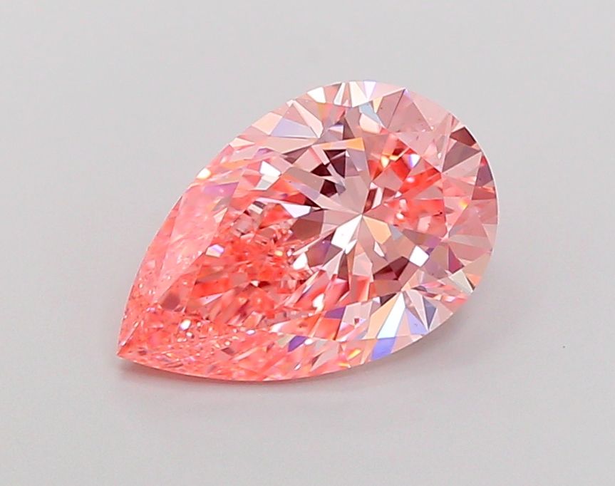 Lab-Grown Pear Diamond - 4.0 Carats, Fancy Vivid Pink Color, VS2 Clarity - Certified by IGI - Report Number: LG687572462