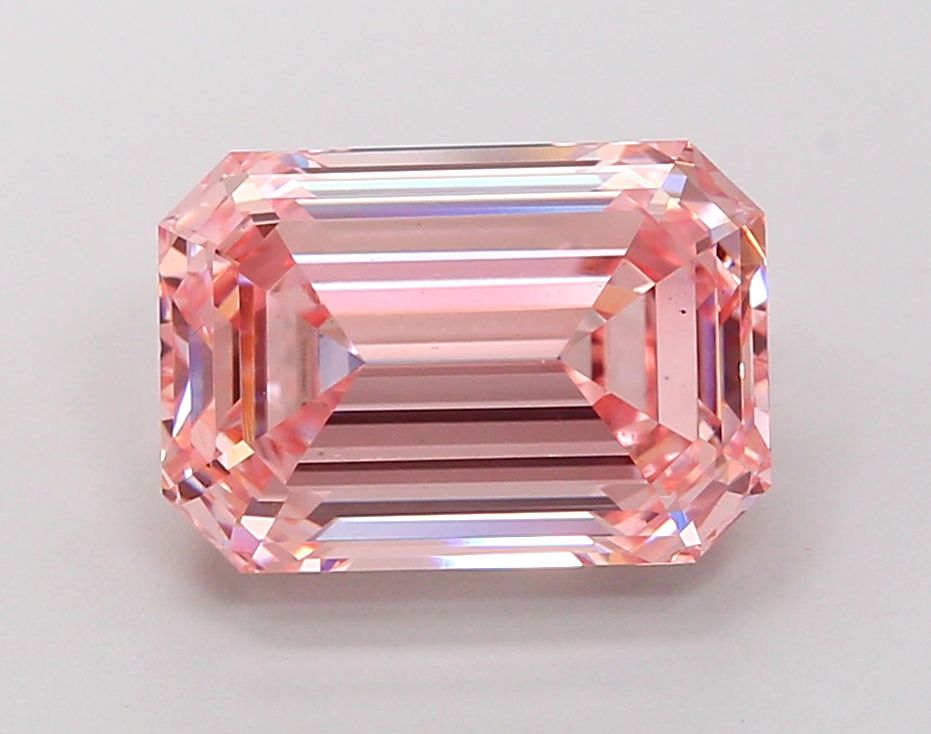 Lab-Grown Emerald Diamond - 4.01 Carats, Fancy Intense Pink Color, VS2 Clarity - Certified by IGI - Report Number: LG698546904