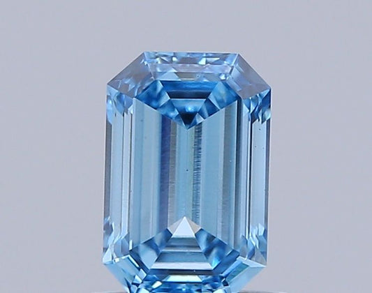 Lab-Grown Emerald Diamond - 0.84 Carats, Fancy Vivid Blue Color, VS1 Clarity - Certified by IGI - Report Number: LG644400614
