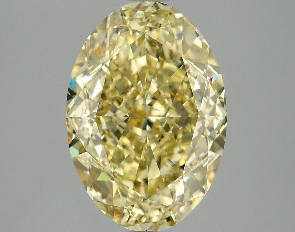 Lab-Grown Oval Diamond - 4.09 Carats, Fancy Intense Yellow Color, VVS2 Clarity - Certified by IGI - Report Number: LG675599579