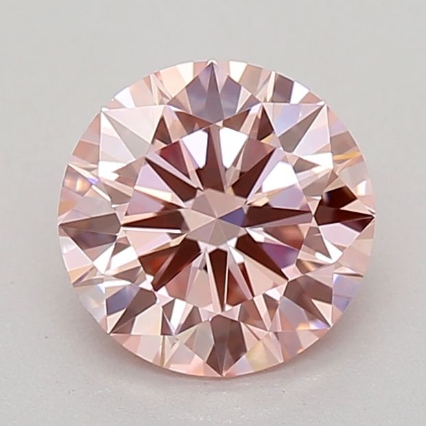 Lab-Grown Round Diamond - 0.63 Carats, Fancy Vivid Pink Color, VVS2 Clarity - Certified by IGI - Report Number: LG643433812