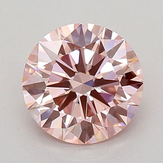 Lab-Grown Round Diamond - 0.63 Carats, Fancy Vivid Pink Color, VVS2 Clarity - Certified by IGI - Report Number: LG643433812