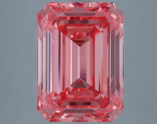 Lab-Grown Emerald Diamond - 4.68 Carats, Fancy Vivid Pink Color, VS1 Clarity - Certified by IGI - Report Number: LG538283400