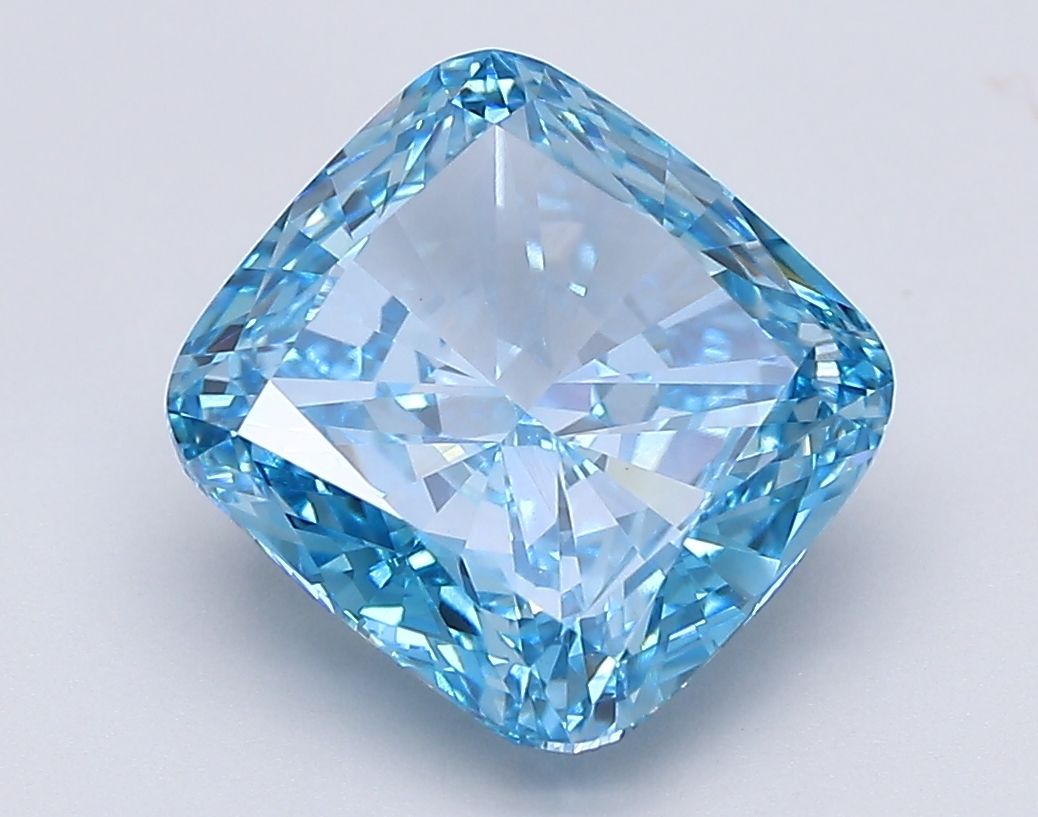 Lab-Grown Cushion Diamond - 5.31 Carats, Fancy Vivid Blue Color, VS1 Clarity - Certified by IGI - Report Number: LG576355413