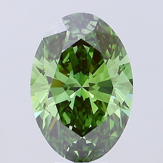 Lab-Grown Oval Diamond - 7.02 Carats, Fancy Vivid Green Color, VS1 Clarity - Certified by IGI - Report Number: LG662467752