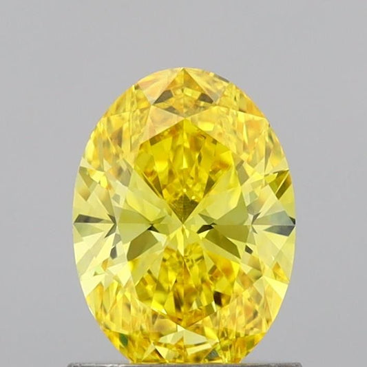 Lab-Grown Oval Diamond - 1.0 Carats, Fancy Vivid Yellow Color, VVS2 Clarity - Certified by IGI - Report Number: LG691539997
