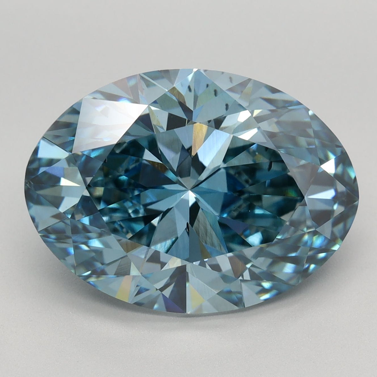 Lab-Grown Oval Diamond - 6.08 Carats, Fancy Vivid Blue Color, VS2 Clarity - Certified by IGI - Report Number: LG574359284