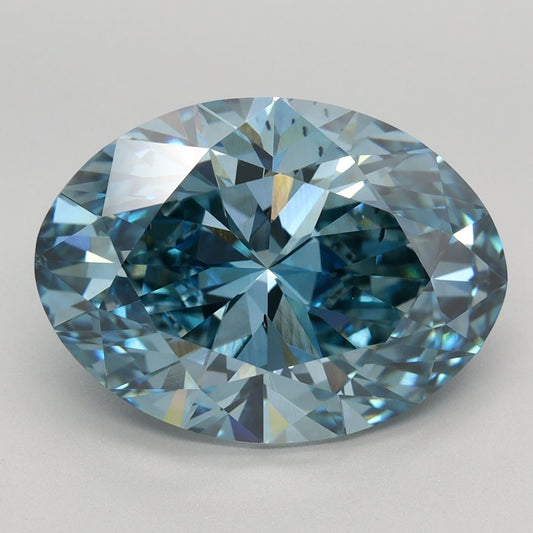 Lab-Grown Oval Diamond - 6.08 Carats, Fancy Vivid Blue Color, VS2 Clarity - Certified by IGI - Report Number: LG574359284
