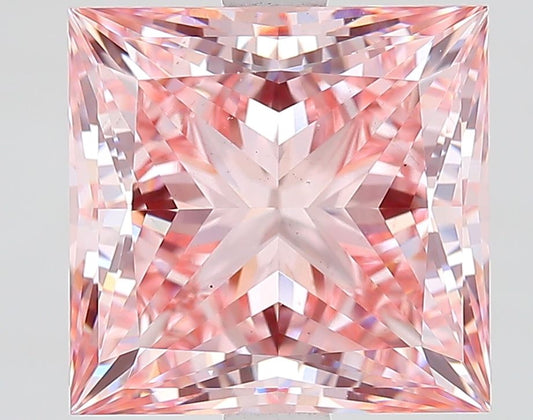 Lab-Grown Princess Diamond - 4.01 Carats, Fancy Intense Pink Color, VS2 Clarity - Certified by IGI - Report Number: LG633465209