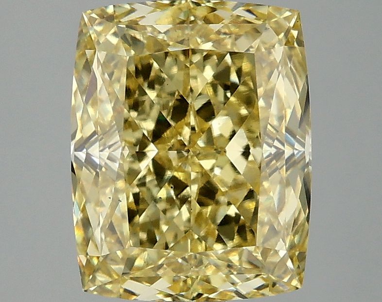 Lab-Grown Cushion Diamond - 3.09 Carats, Fancy Vivid Yellow Color, VS2 Clarity - Certified by IGI - Report Number: LG675550979