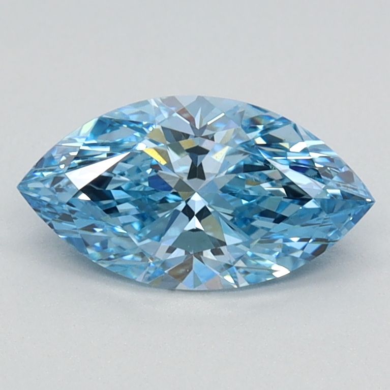 Lab-Grown Marquise Diamond - 0.77 Carats, Fancy Vivid Blue Color, VS1 Clarity - Certified by IGI - Report Number: LG626424689