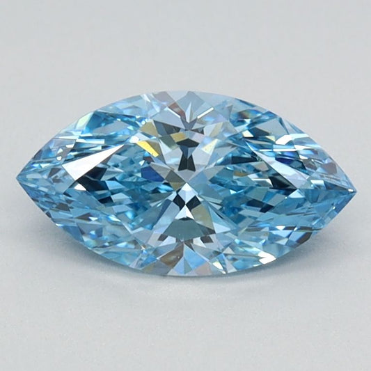 Lab-Grown Marquise Diamond - 0.77 Carats, Fancy Vivid Blue Color, VS1 Clarity - Certified by IGI - Report Number: LG626424689