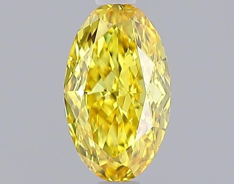 Lab-Grown Oval Diamond - 1.0 Carats, Fancy Vivid Yellow Color, VVS2 Clarity - Certified by IGI - Report Number: LG643411298