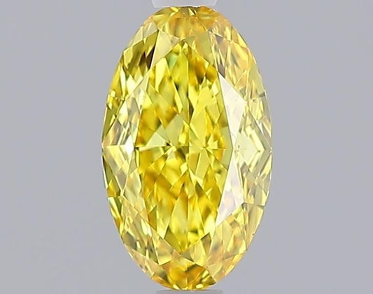 Lab-Grown Oval Diamond - 1.0 Carats, Fancy Vivid Yellow Color, VVS2 Clarity - Certified by IGI - Report Number: LG643411298