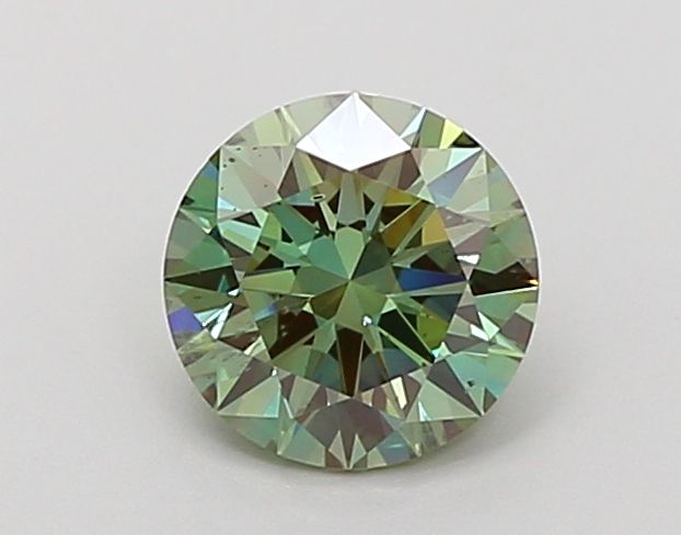 Lab-Grown Round Diamond - 0.99 Carats, Fancy Vivid Green Color, SI1 Clarity - Certified by IGI - Report Number: LG671437406