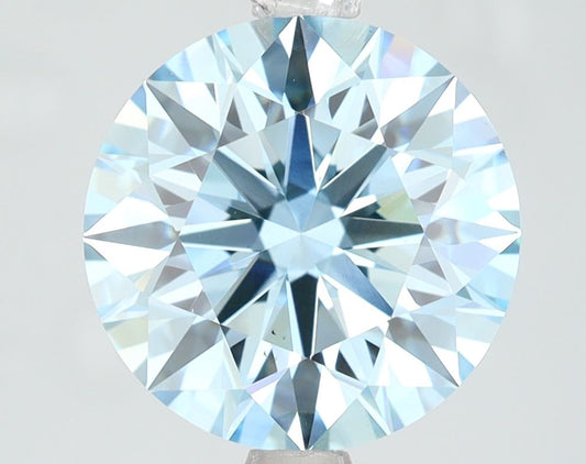 Lab-Grown Round Diamond - 3.59 Carats, Fancy Vivid Blue Color, VS1 Clarity - Certified by IGI - Report Number: LG619430605