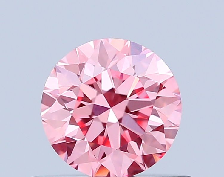 Lab-Grown Round Diamond - 0.51 Carats, Fancy Vivid Pink Color, VS1 Clarity - Certified by IGI - Report Number: LG678549575