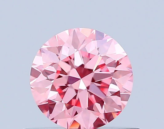 Lab-Grown Round Diamond - 0.51 Carats, Fancy Vivid Pink Color, VS1 Clarity - Certified by IGI - Report Number: LG678549575