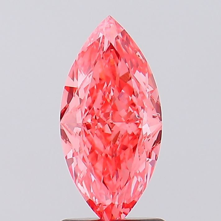 Lab-Grown Marquise Diamond - 1.53 Carats, Fancy Vivid Pink Color, VS2 Clarity - Certified by IGI - Report Number: LG632452042