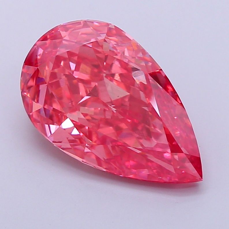 Lab-Grown Pear Diamond - 4.5 Carats, Fancy Vivid Pink Color, VS2 Clarity - Certified by IGI - Report Number: LG667432965