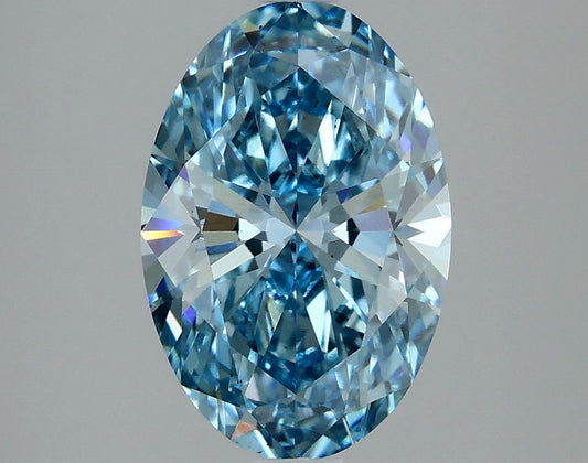 Lab-Grown Oval Diamond - 2.51 Carats, Fancy Vivid Blue Color, VS2 Clarity - Certified by IGI - Report Number: LG636431198