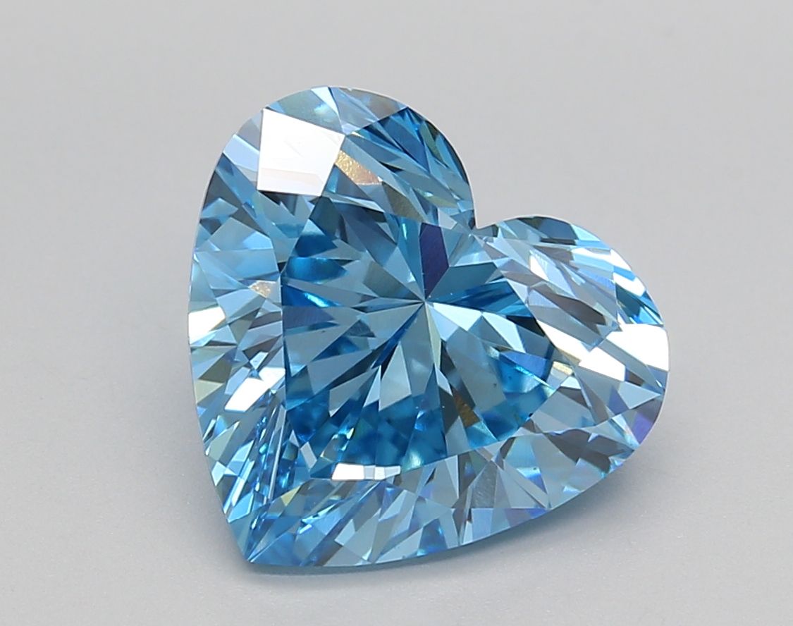 Lab-Grown Heart Diamond - 4.03 Carats, Fancy Vivid Blue Color, VS1 Clarity - Certified by IGI - Report Number: LG681593696