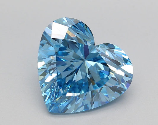 Lab-Grown Heart Diamond - 4.03 Carats, Fancy Vivid Blue Color, VS1 Clarity - Certified by IGI - Report Number: LG681593696