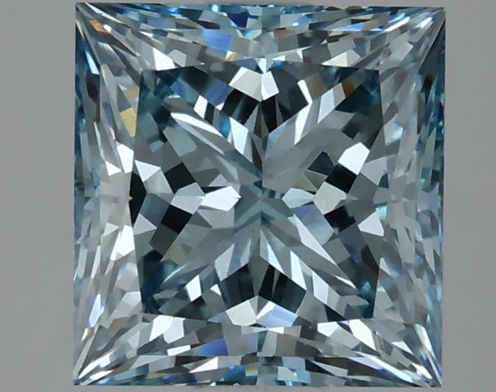 Lab-Grown Princess Diamond - 3.13 Carats, Fancy Intense Blue Color, VS2 Clarity - Certified by IGI - Report Number: LG633483284
