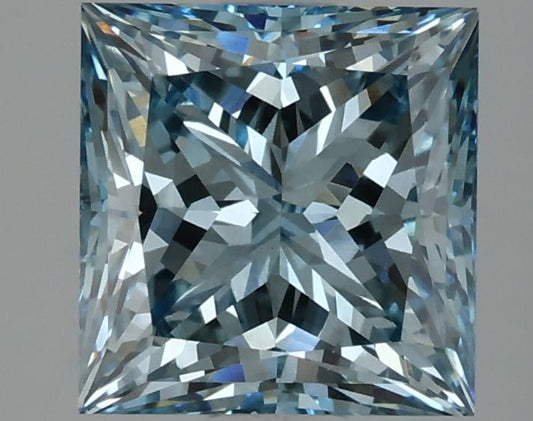 Lab-Grown Princess Diamond - 3.13 Carats, Fancy Intense Blue Color, VS2 Clarity - Certified by IGI - Report Number: LG633483284