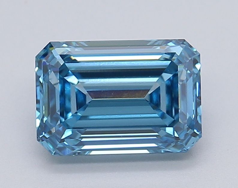 Lab-Grown Emerald Diamond - 1.52 Carats, Fancy Vivid Blue Color, VVS2 Clarity - Certified by IGI - Report Number: LG611390207