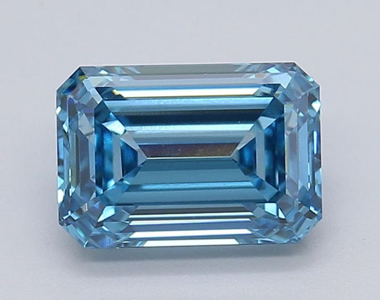 Lab-Grown Emerald Diamond - 1.52 Carats, Fancy Vivid Blue Color, VVS2 Clarity - Certified by IGI - Report Number: LG611390207