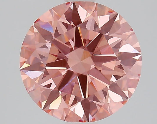 Lab-Grown Round Diamond - 2.5 Carats, Fancy Intense Pink Color, VS1 Clarity - Certified by IGI - Report Number: LG648493329
