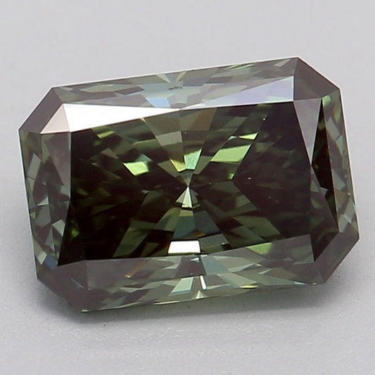 Lab-Grown Radiant Diamond - 1.07 Carats, Fancy Deep Green Color, VVS2 Clarity - Certified by IGI - Report Number: LG642492137