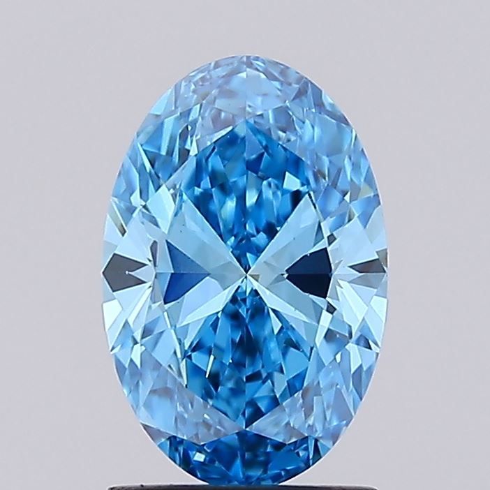 Lab-Grown Oval Diamond - 1.5 Carats, Fancy Vivid Blue Color, VS1 Clarity - Certified by IGI - Report Number: LG675594166